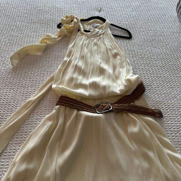 Something Navy Ivory Tie Neck Maxi Dress size M - Picture 3 of 3